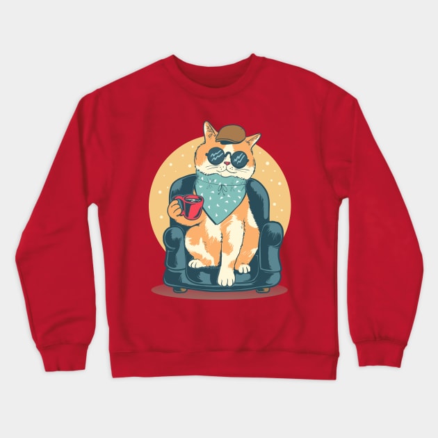 Cat Chills Out on Sofa Crewneck Sweatshirt by Katheryn's Studio